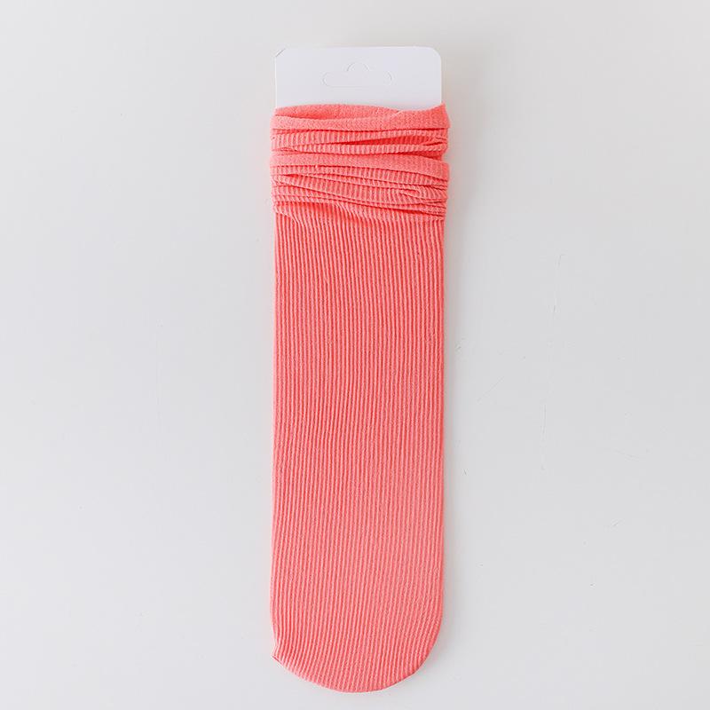 White Ice Socks Summer Thin Mid-Leg Socks Trendy Black Calf Socks Stacked Socks Ice Silk Stockings Summer