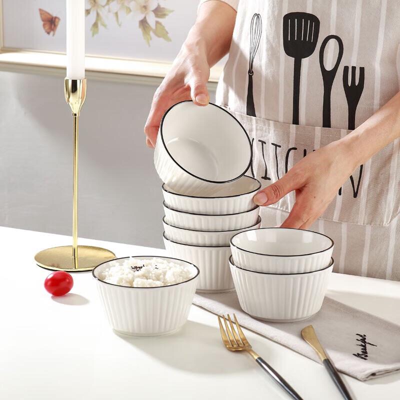 Wai Ho 10-Piece Pure White Ceramic Rice Bowl Set