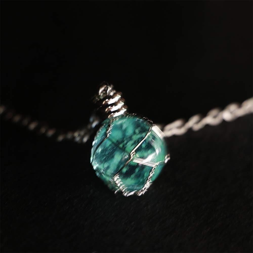 Green Blue Luminous Ball Neck Chain Glass Luminous Pendant Creative Luminous Glass Necklace  Party