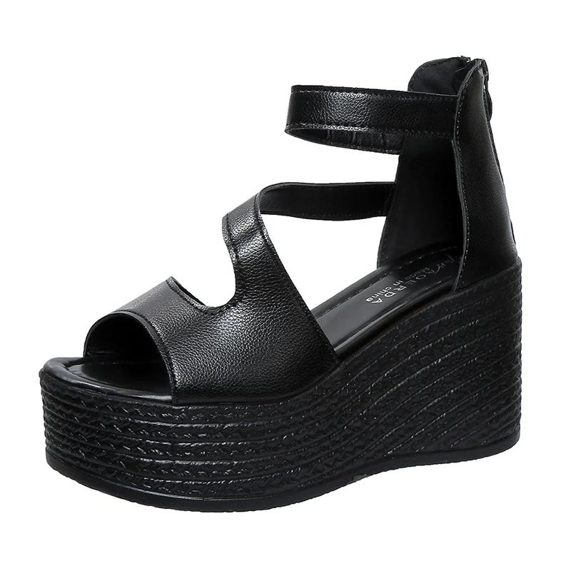 Fashion Women's Peep Toe Chunky Platform Sandals Ankle Strap Wedge Heel Gladiator Sandals for Women 2025 Summer Thick Bottom Beach Shoes