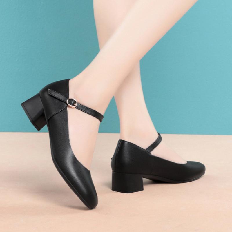 Soft Surface, Soft Sole, Thick Heel, Ladies' Buckle Strap, Fashionable, Elegant and Comfortable Shoes