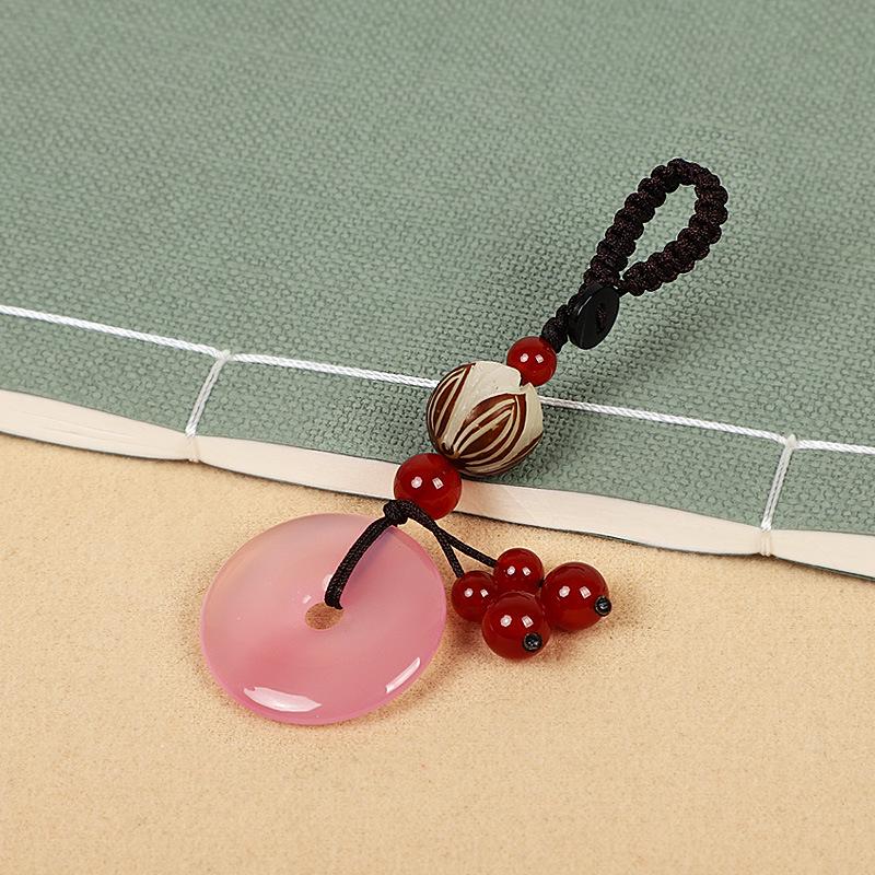 Bodhi Lotus Agate Peace Buckle Keychain Pendant
