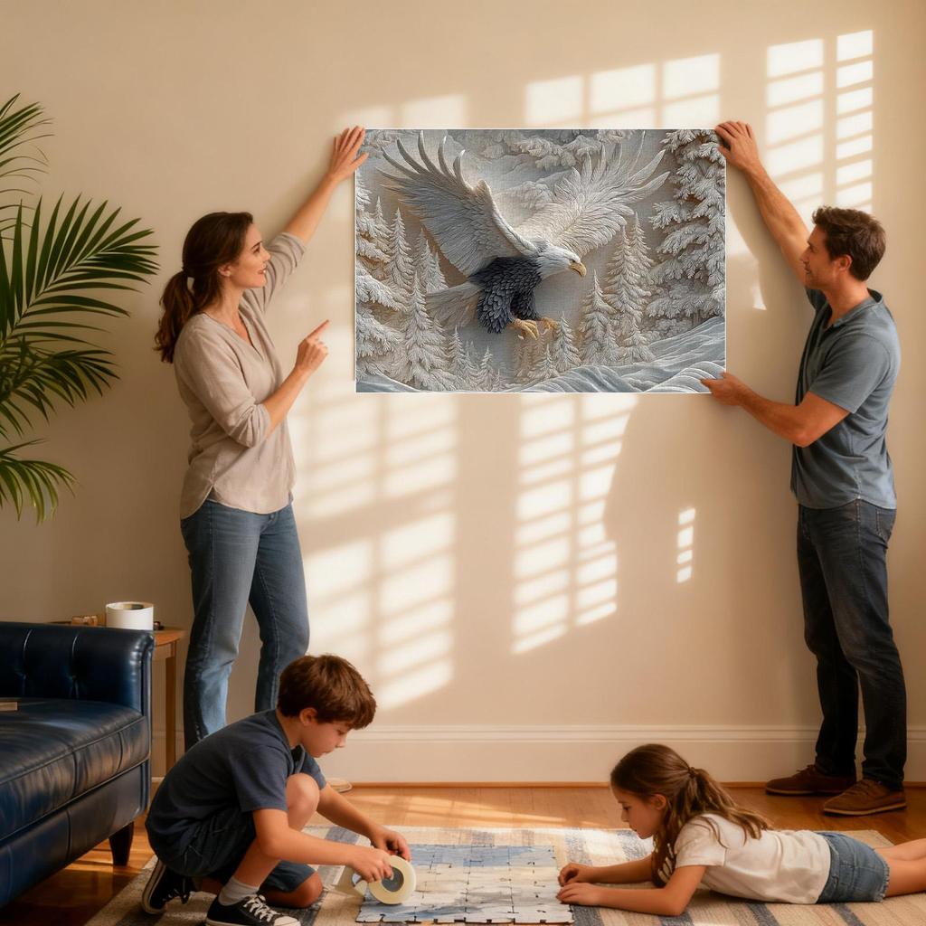 1000-Piece Carved Eagle Jigsaw Puzzle Majestic Bald Eagle Mid-Flight puzzle game a challenging bald eagle puzzle game artistic