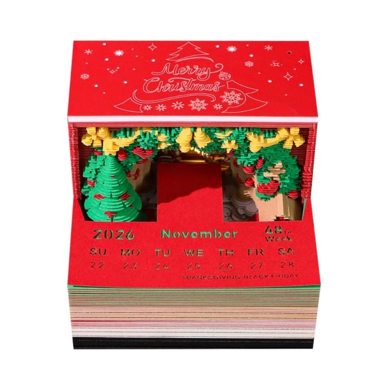 

3D Art Desktop Calendar With Built In LED Lights Tear Away Design For Festive Decoration 1