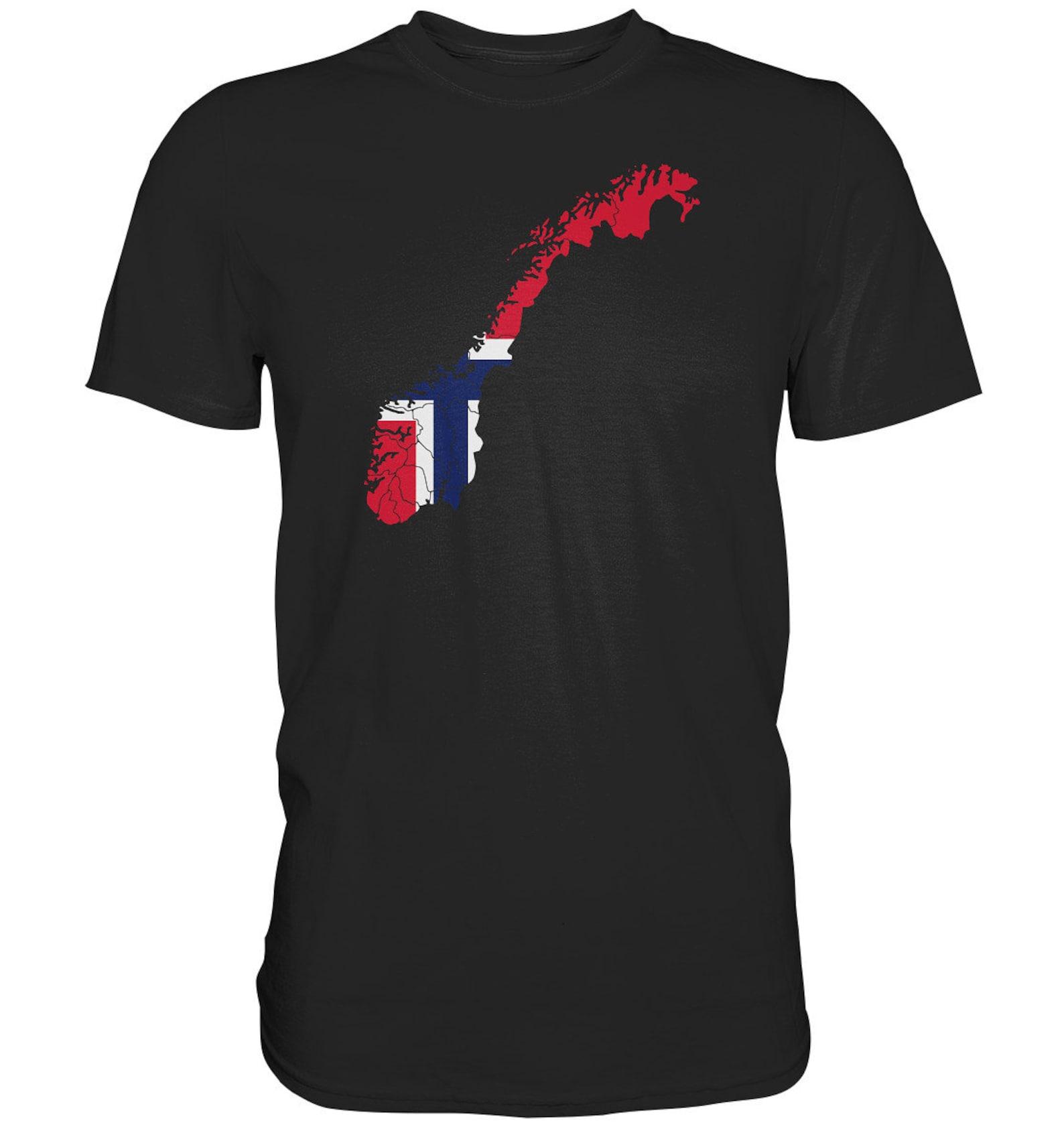 Norway Map T-Shirt Scandinavia Norwegian Gift Norwegian Flag Oslo - Premium Shirt XL