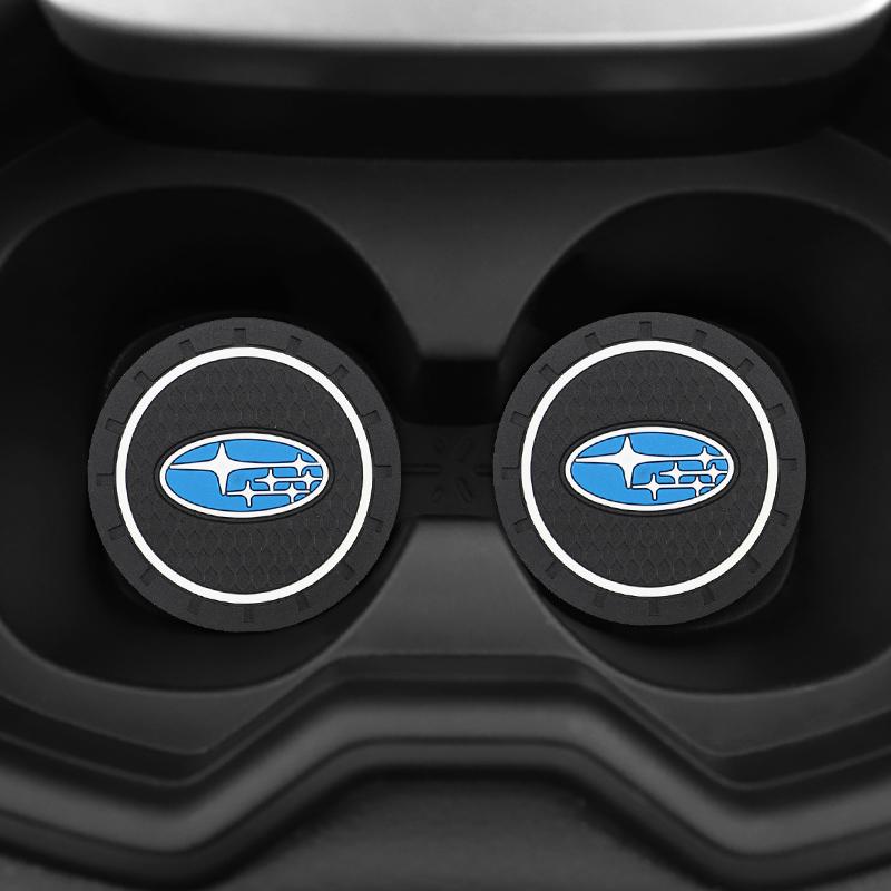 Subaru 2pcs Car Coaster Water Cup Slot Non-Slip Mat Pad Silicone For STI Mpreza Crosstrek WRX Legacy XV Smart Forester Outback et4