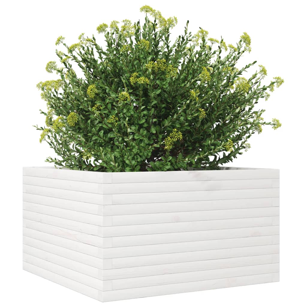 Plant Pot White 80*80*45.5 Cm Solid Pine Wood