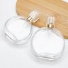 High-End Transparent Glass Perfume Bottle, Flat Round Bayonet, 30-50ml Press Spray