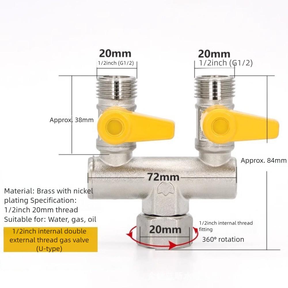Zesílený sprchový přepínací ventil Mosazná hadicová armatura Nový uzavírací ventil Baterie
