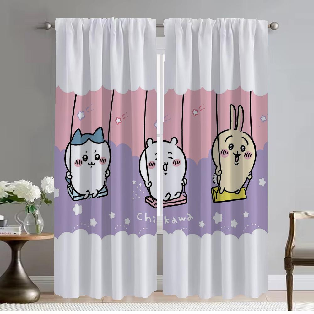 

Разделитель Chiikawaes Хэллоуин Украшение Домашний Интерьер Шторы для Камеры Элегантные Комнатные Шторы 2 Штуки Штора для Гостиной W50xH70cmx2pcs-CL