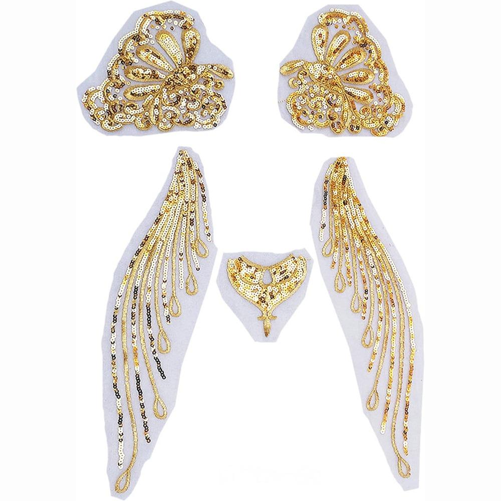 Марля Блестки Нитки Вышивка Блестками Нашивки Свадебное Платье Чонсам Свадебное Платье Поделки золотой