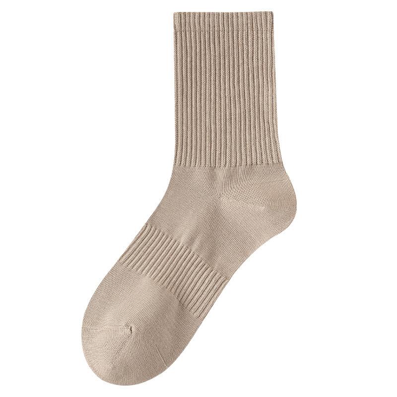 Female Spring and Autumn Pure Cotton Pure Color Girth Waist Absorption Sweat Deodorant Sport Tube Socks