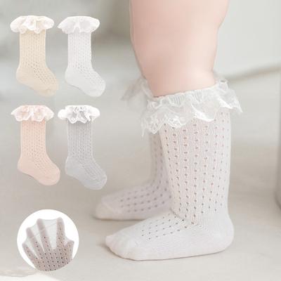 Summer Girls' Socks Mesh Thin Style Baby Socks Korean Foreign Style Baby Princess Lace Mid-Tube Cotton Toddler Socks
