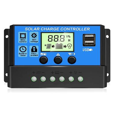 PWM Solar Charge Controller 10A To 100A LCD Display Dual USB Auto Regulator for Solar Panel Battery System Charging Controller