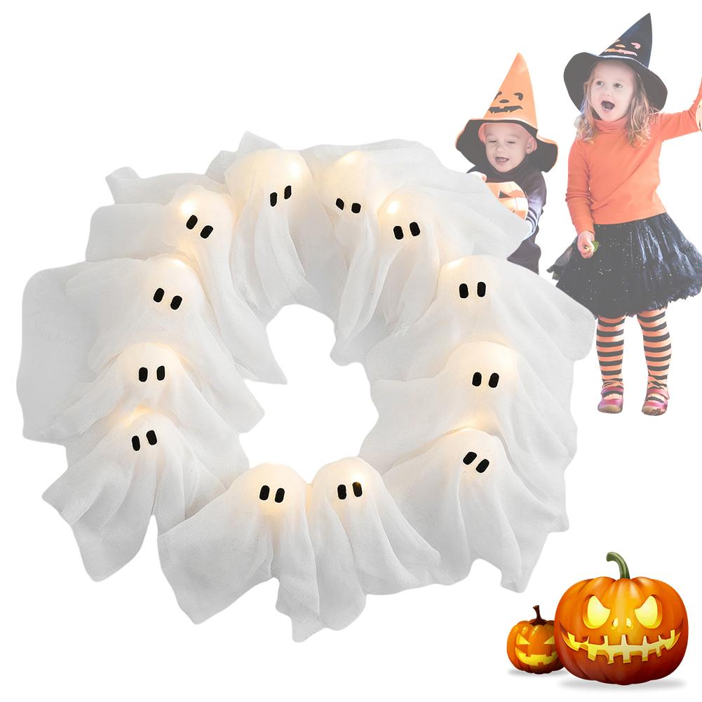 Halloween Decorations Halloween Ghost Wreath Cute Ghost Halloween Wreath Spooky Hanging Sign for Front Door
