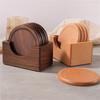 6pcs/set Free Custom Carved Walnut Wood Coasters Placemats Decorative Round Insulated Japanese Beverage Coasters Home Decor