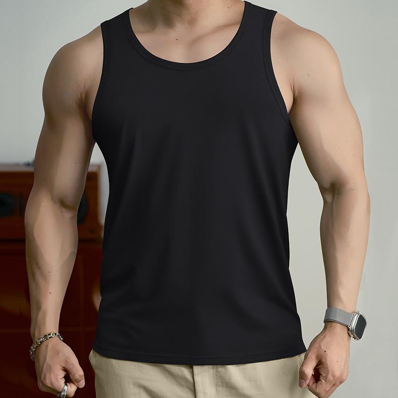 Men S Ice Silk Cool Summer New Sports Fitness Sleeveless T-Shirt M