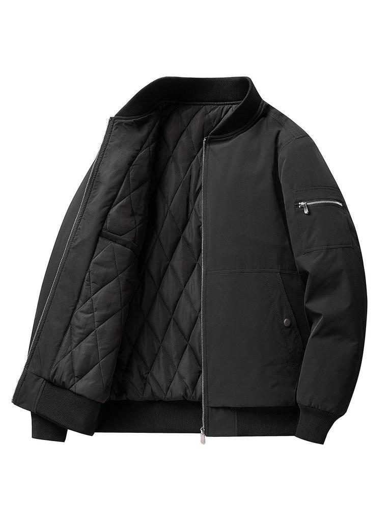 Men's Autumn/Winter Thick Cotton Jacket with Fashionable Baseball Collar - Casual American Workwear, Windproof, Warm Outerwear