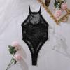 High Quality Women Sexy Black Lace Bodysuit Lingerie Lace Slimming Shaping Thin Sex One-Piece Bodysuit Lingerie With Open Crotch