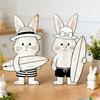 2 st påskhare dekoration bondgårdsstil rustik par kanin bordskylt hem kontor vår påskhelg fest bords mittpunkt prydnad