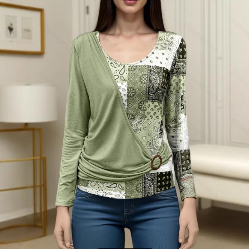 New Spring Autumn Women's Patchwork Long Sleeve Casual Fashion T-Shirt Top