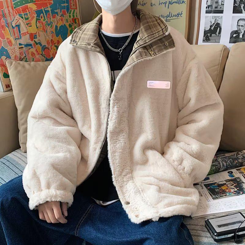 Men's Trendy Lambswool Jacket: Winter Street Style, Loose Fit, Double-Sided, Versatile Casual Coat