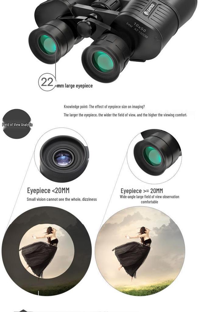 Leilong 12/10X50 Waterproof HD Night Vision Binoculars – High Magnification & Wide-Angle for Concerts and Outdoor Use