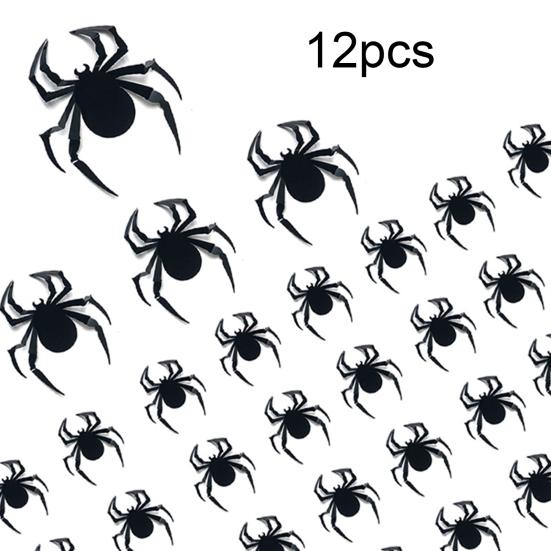 12Pcs/Set Wall Sticker Spider Print Self Adhesive Realistic Ornamental Halloween Spider Wall Stickers for Door
