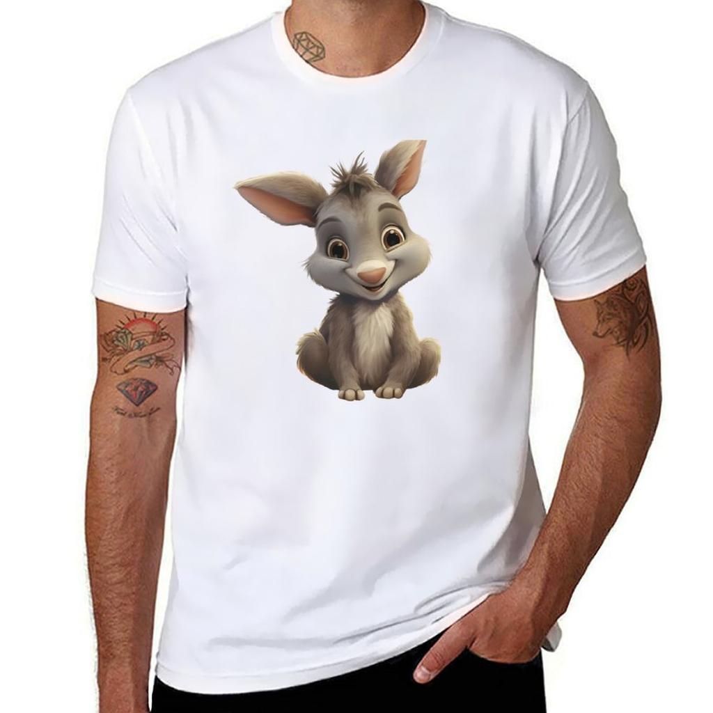 Cute Donkey Sitting Tshirt Minimalist Casual Short Sleeve Top