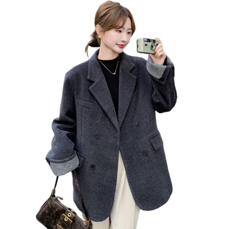 2024 Women's Double-Breasted Korean Style Wool Coat - Chic & Versatile Winter Fashion