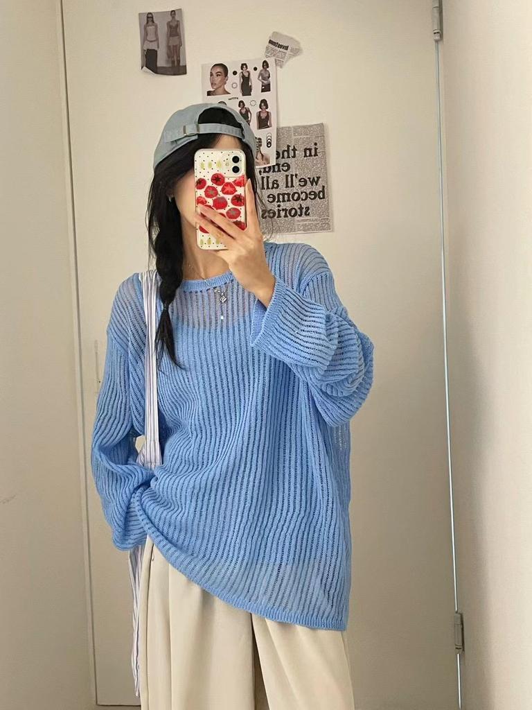 Da 7 Women's Summer Plus Size Casual Loose Knit Sunscreen Cardigan - Korean Style