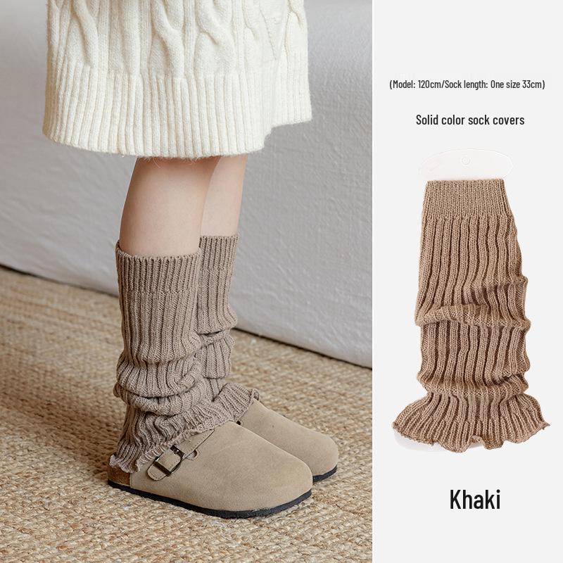 Girls' Ruffle Edge Knitted Leg Warmers - Thickened Scrunch Socks for Autumn & Winter
