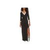 Adidas Originals Adicolor Classics 3-Stripes Maxi Dress with Colorblock V-Neck and Half Sleeves Women Dress Black IK0439