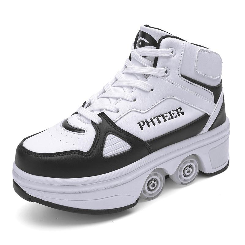 34-43 Four Wheeled Walking Shoes for Children/ Teenagers Roller Skates for Kids Four Wheeled Deformed Ice Skates for Children