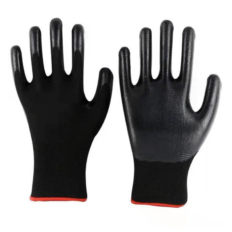 1Pair Nylon Safety Work Gloves High Quality Nitrile Coated Wear-resistant Non-slip Protective Gardening Construction Work Gloves