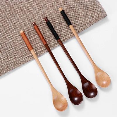 Dessert Cooking Tableware Teaspoon Long Handle Flatware Wooden Spoon Soup Spoon Spoons Coffee Spoon