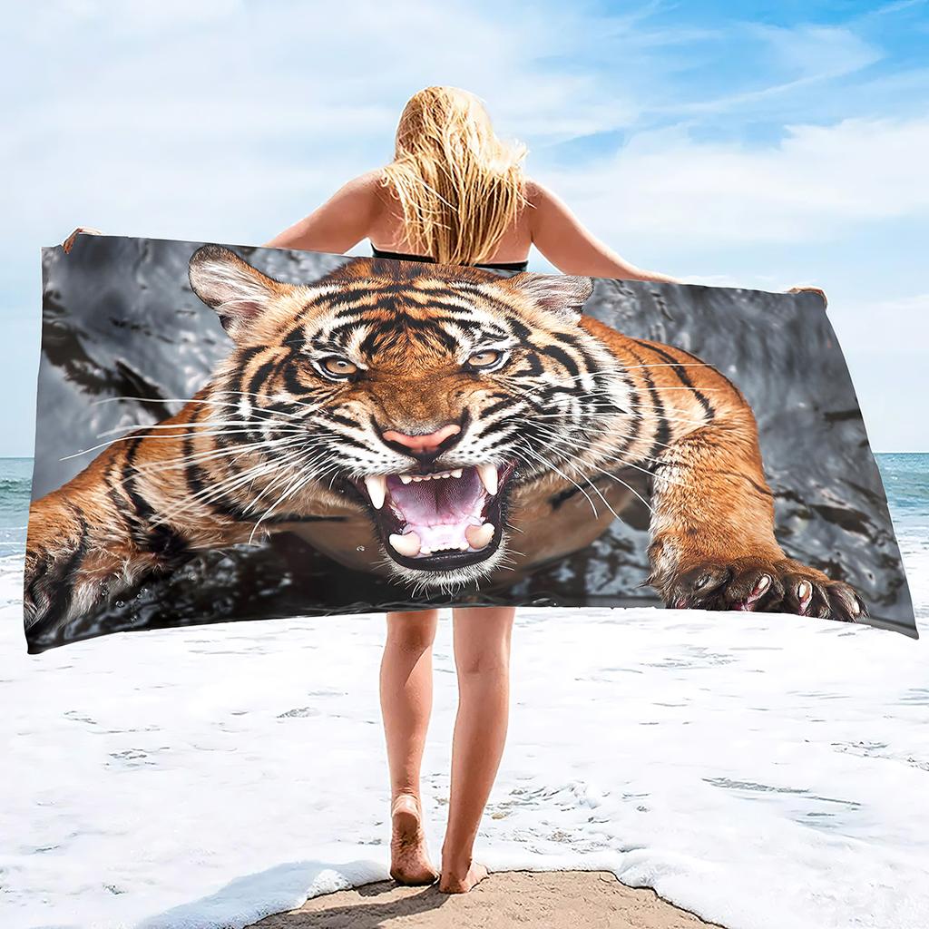 Oversized Beach Towel Pool Towels Microfiber Quick Dry Swim Towel Blanket Large Microfiber Sand Free Beach Towels Tiger Print