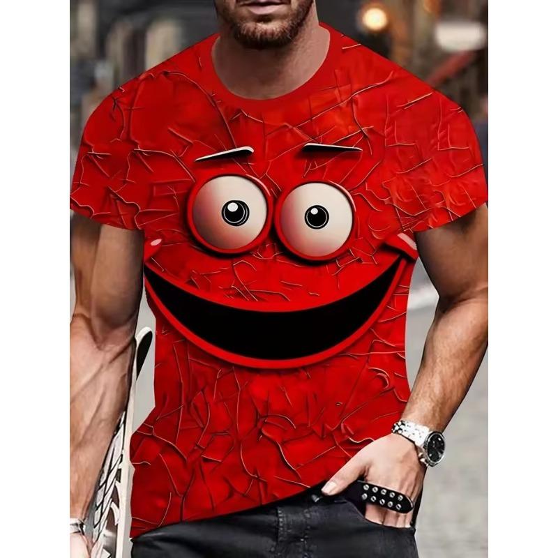 Funny Smiling Face Graphic T Shirts Harajuku Fashion Men's Clothing  Streetwear Smile Man T-Shirt Y2k Unisex Tee Tops