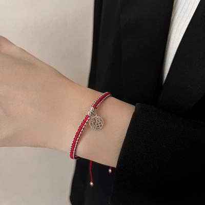 Trendy Woven Red Rope Armband Für Frauen Schmuck Beliebte Fu Marke Anhänger Armbänder Dame Segen Neue Jahr Geschenk
