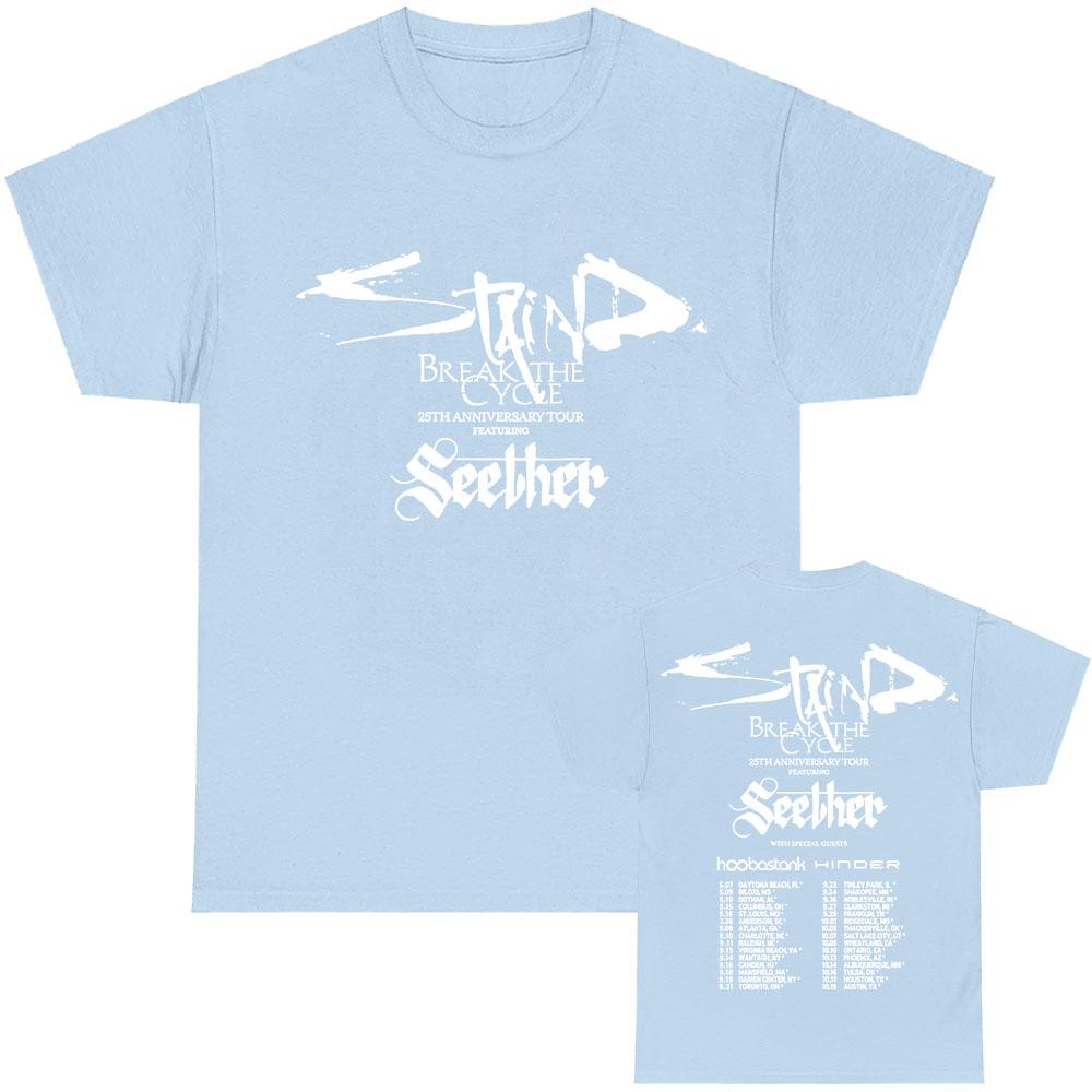 

Staind Break The Cycle 25th Anniversary Tour 2026 T-shirt Seether Band Heavy Mental Fashion Tshirts Unisex Streetwear Print Tee M