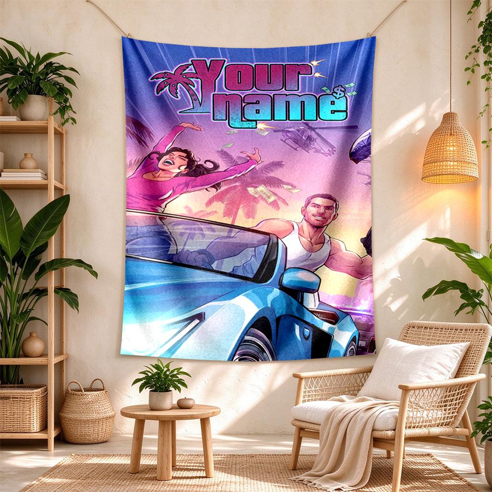 Gta Custom Wall Tapestry Cozy Personalized Tapestry Non-Fading Color Great for Dorm Room Four Seasons Decor Gift for Travel Home Birthdays