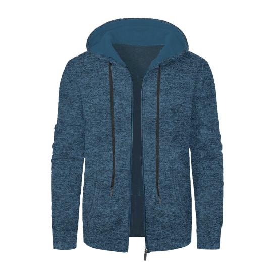 

Мужское пальто с капюшоном, на кулиске, с длинными рукавами, на молнии, повседневная куртка с карманами, однотонное, свободного кроя, спортивная верхняя одежда S синий