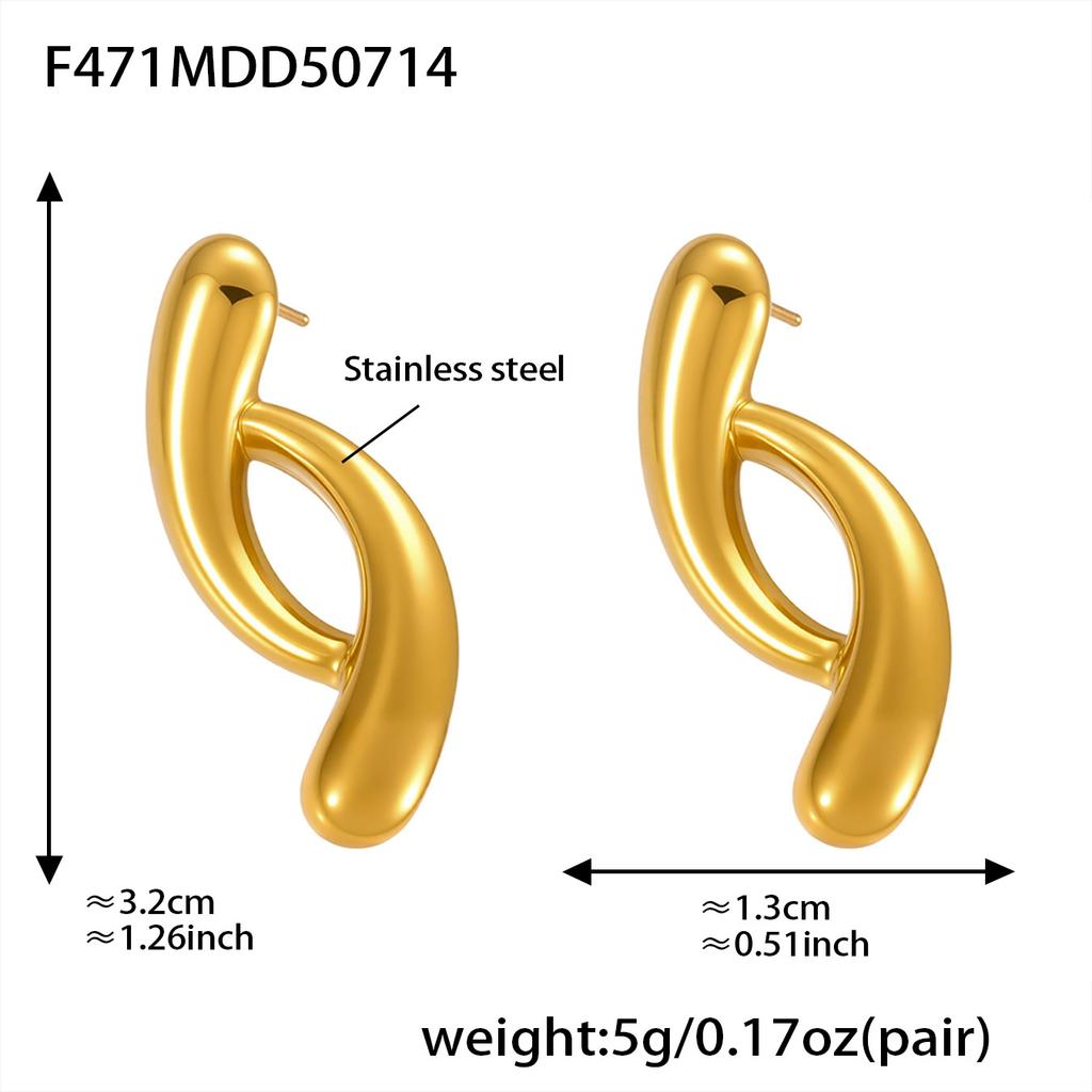 Two Tone Stud Earrings In Stainless Steel 18k Gold Plated Waterproof No Tarnish Geometric Aesthetics Ear Studs Earring For Women