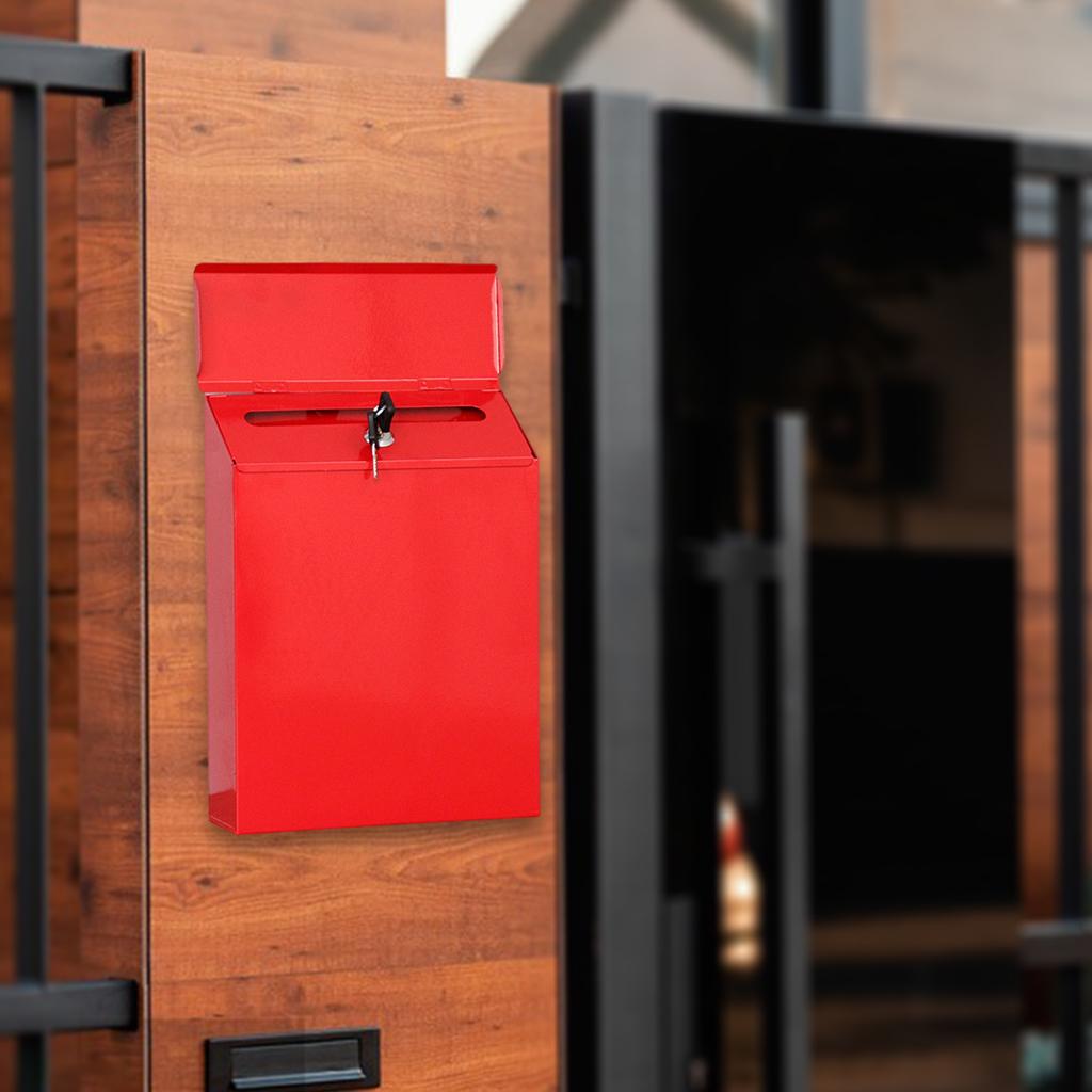 Vertical Mailbox Wall Mounted Deposit Suggestion Drop Box Secured Payments Key Paperwork Postbox Case Office Room Rural Decor