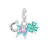 Luckly Four Leaf Clover Dangle Charm Copper Family Tree Flower Bead Pendant Fit Original Bracelets Necklace Jewelry