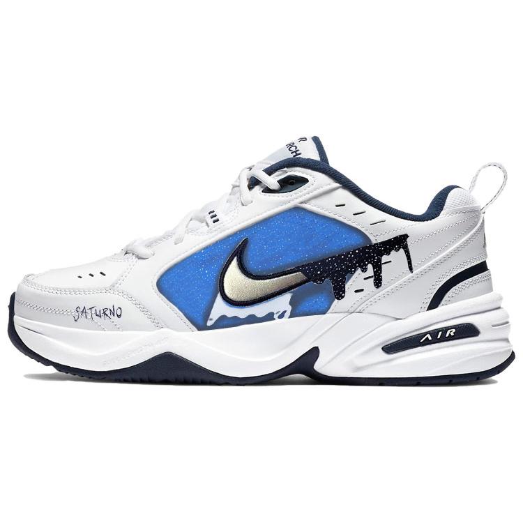 

Nike Air Monarch 4 Dazzling Color, Starry Galaxy Cushioning Slip Resistant Low top Chunky Sneakers Unisex White Blue 415445-102(Team366-) 44.5