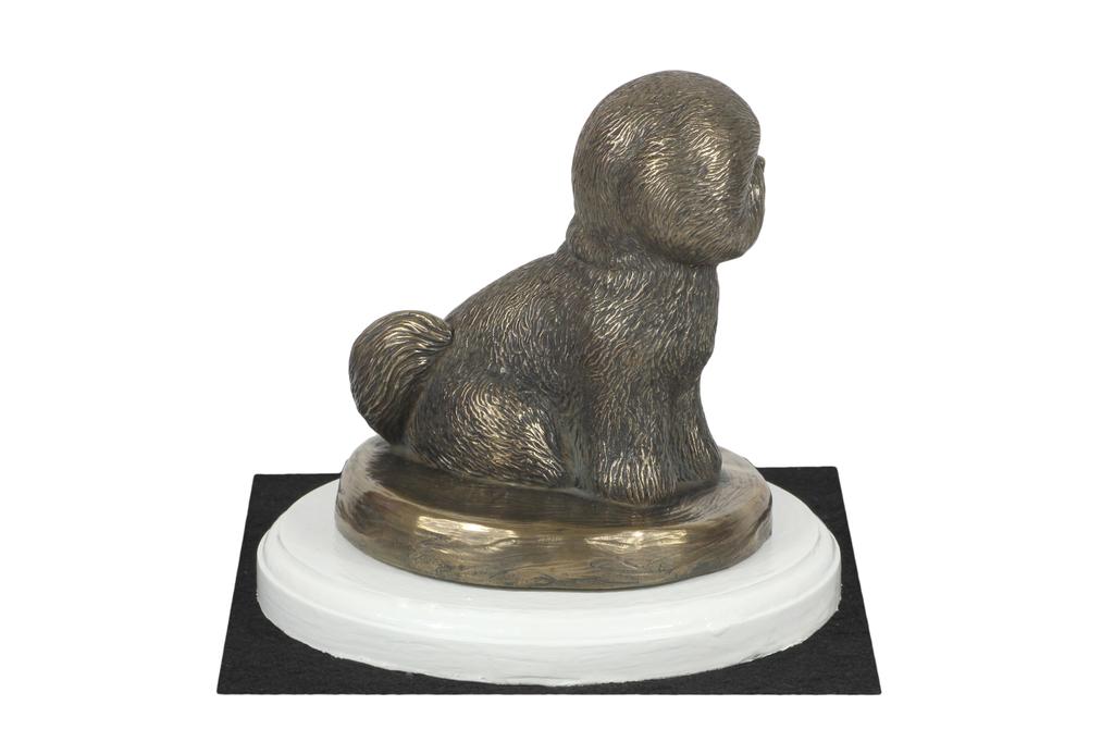 Bichon Frise, Bichon Tenerife, Bichon a poil frise - dog figurine, figure on a white base, trophy for Art-Dog dog show exhibition
