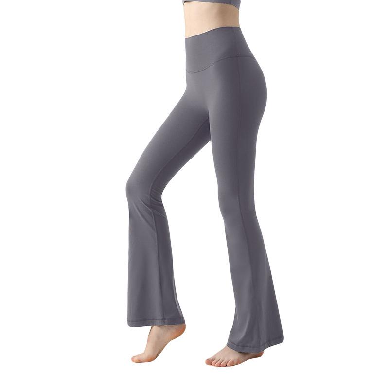 Women's High Waist Micro Flare Nude Fitness Pants - Petite, Wide Leg, One Size, Outdoor Sports.