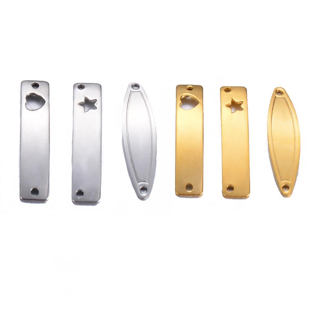 10pcs/lot Stainless Steel Mirror Polish Bend Blank Bar with Hollow Heart Charms Connector DIY Jewelry Making Necklace