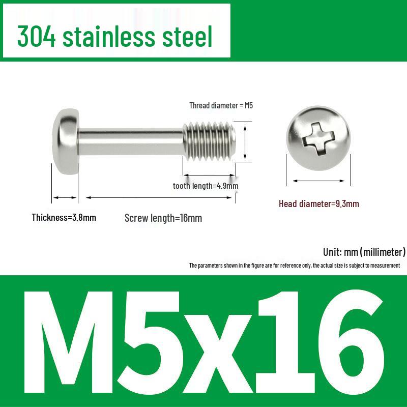 Yigu 304 Stainless Steel Phillips Round Head Captive Screws - M2/M3/M4 Half Thread Pan Head Machine Screws